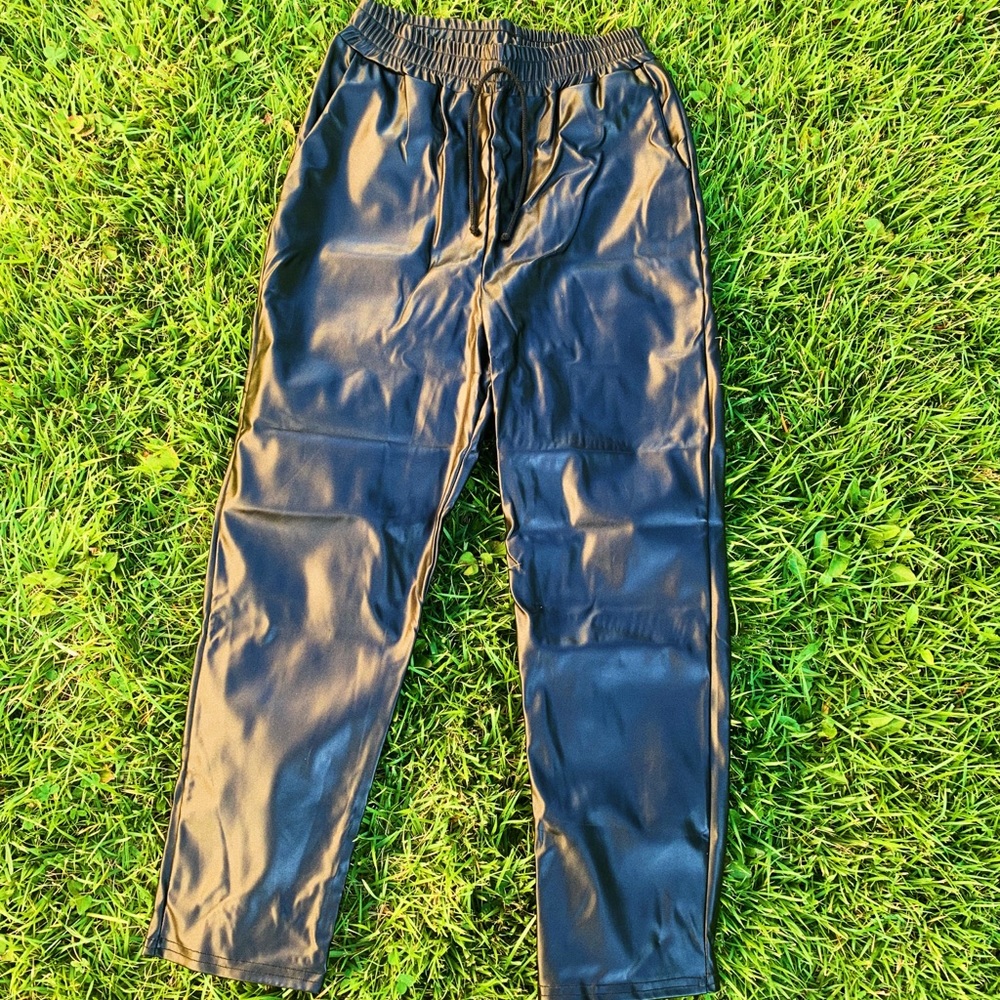 Pretty Little Thing Black Faux Leather Joggers
